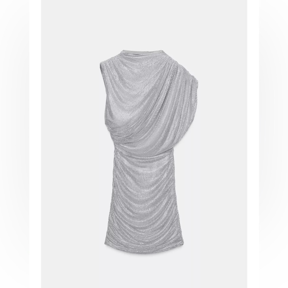NEW ! TREND ZARA SHORT MESH DRESS WITH RHINESTONE CAPE 
🚨FIRM PRICE NO DISCOUNT - Picture 15 of 17